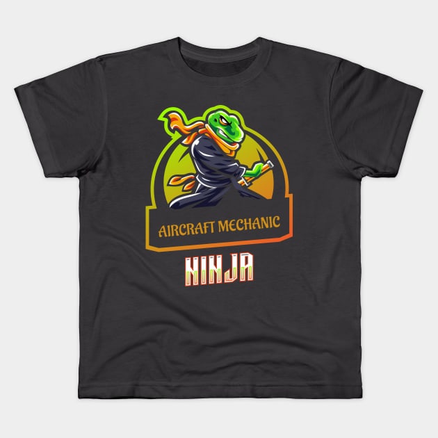 Aircraft Mechanic Ninja Kids T-Shirt by ArtDesignDE